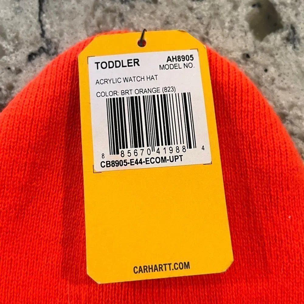 Carhartt Bright Neon Orange knit Beanie -Toddler Model AH8905